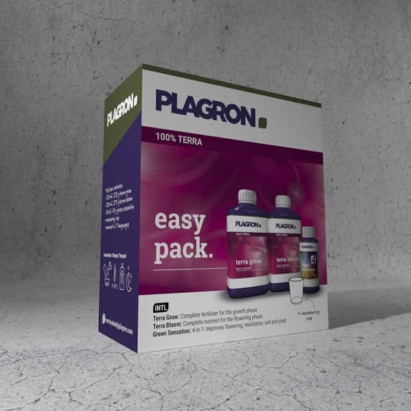 Easy Pack Terra von Plagron: Ein vollständiges und einfaches Nährstoffset für erfolgreiches Pflanzenwachstum und Blüte auf Erde.