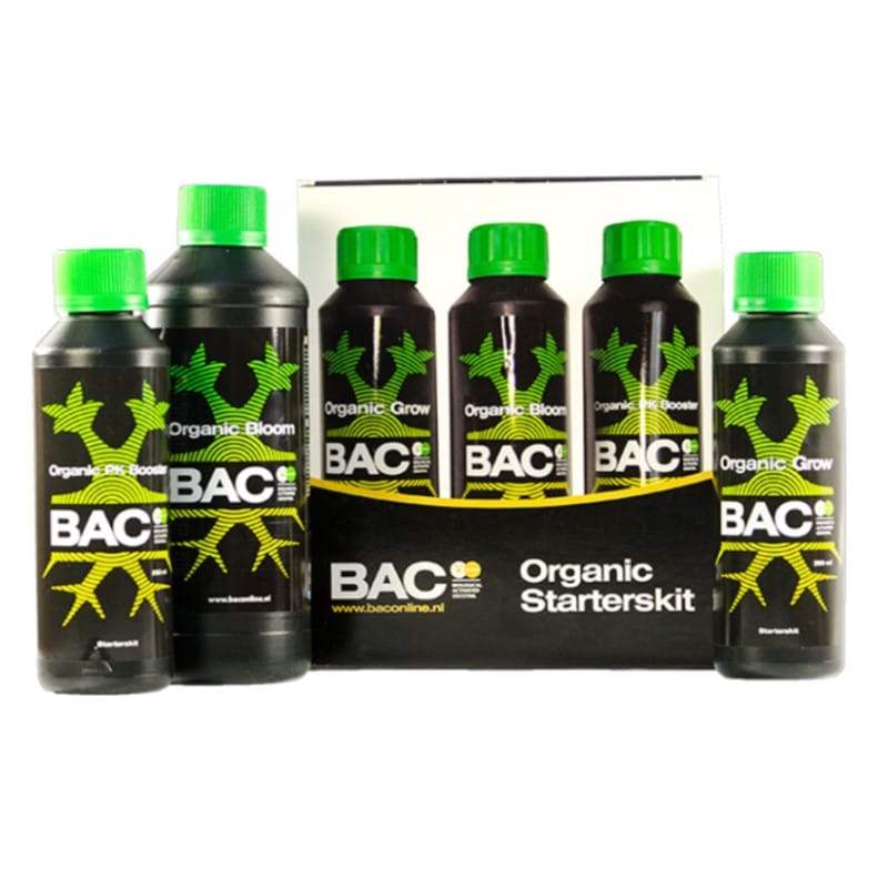 BAC Biologische Starterpaket - Ein komplettes Set biologischer Nährstoffe und Ergänzungen von BAC (Beneficial Microorganisms Active Compounds). Dieses Starterpaket enthält alles, was für ein gesundes und blühendes Pflanzenwachstum von der Keimung bis zur Ernte mit biologischen Anbaumethoden erforderlich ist.